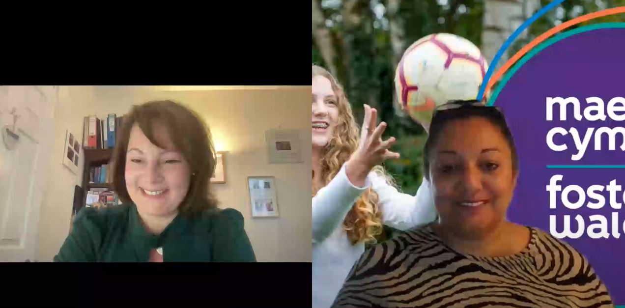 The video chat with a foster carer Ashleigh and Nina, Foster Wales Regional Development Manager
